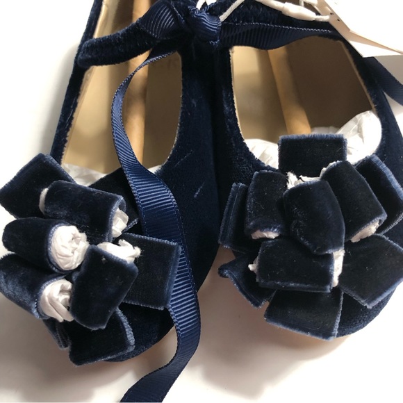 Size 5 NWT Janie and Jack girls navy velvet special occasion shoes - Picture 6 of 6